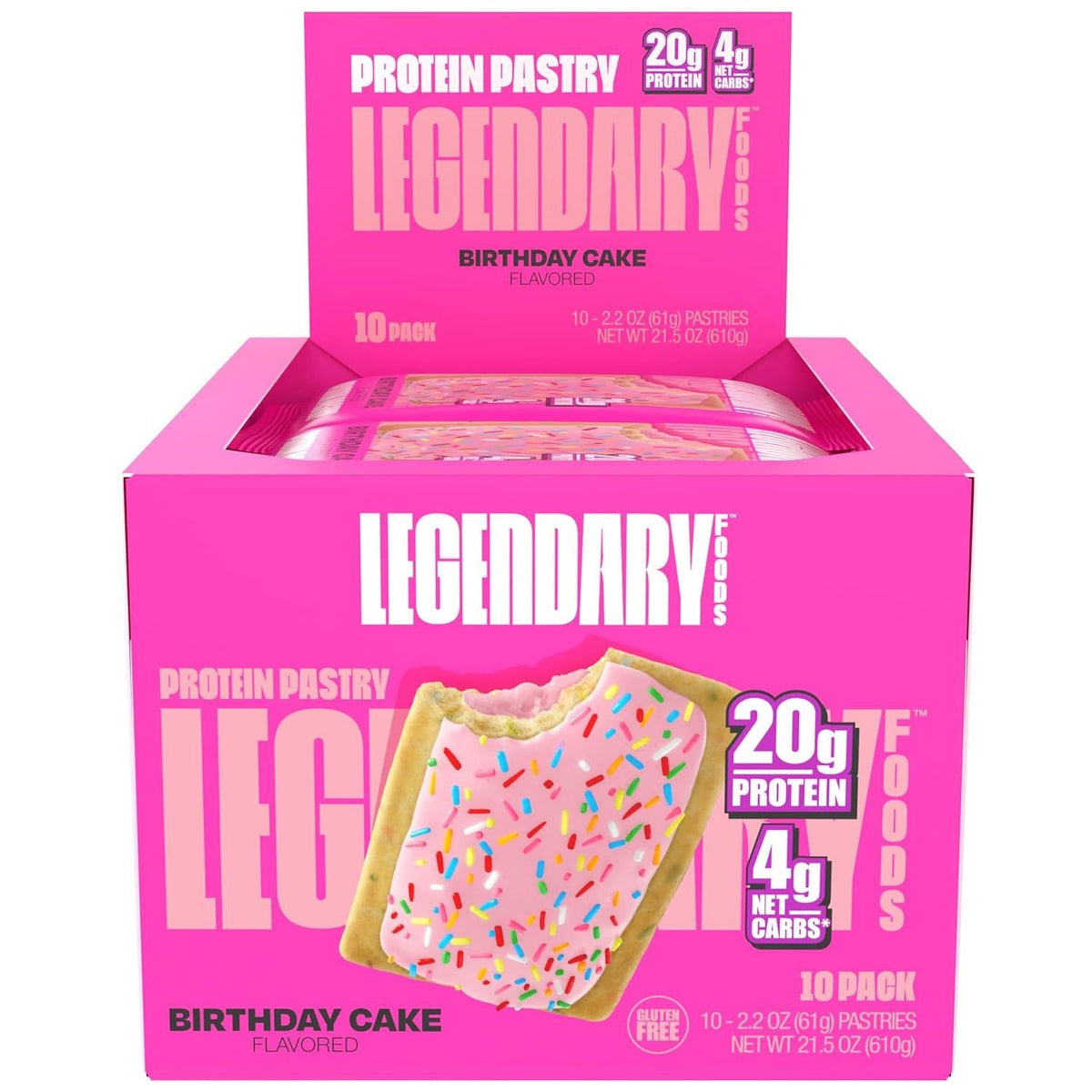 Legendary Protein Pastry Keto Strawberry 10 Count Tray Strawberry Protein Snack