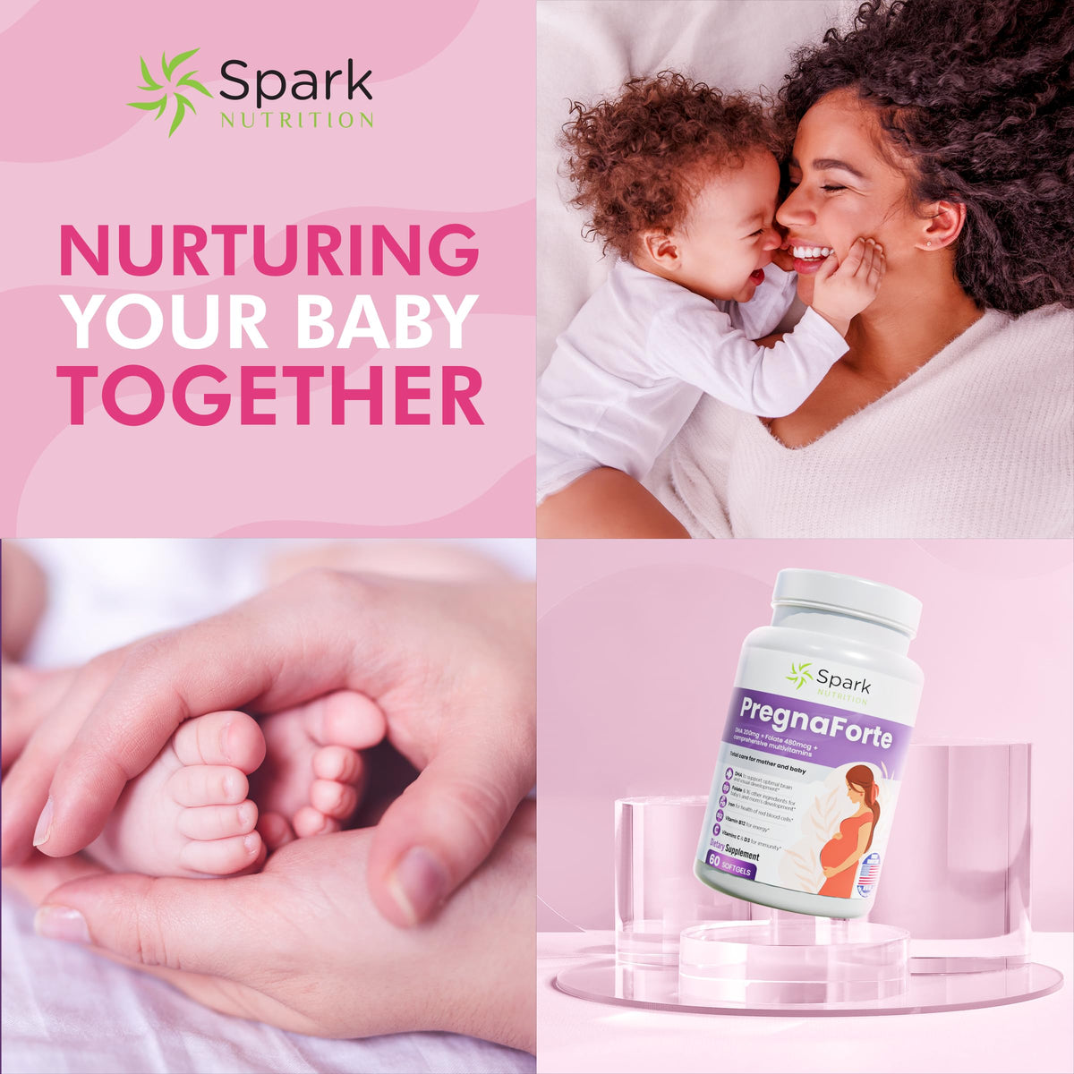 Spark Nutrition Pregnaforte Formula Wellness Supplement - 60-Day Supply Capsules