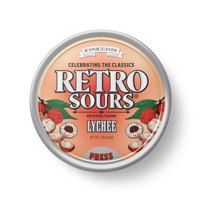 Retro Lychee Sours Hard Candies, 2.12oz Tray Pack, 8-Count Sweet Sour Fruit Candy
