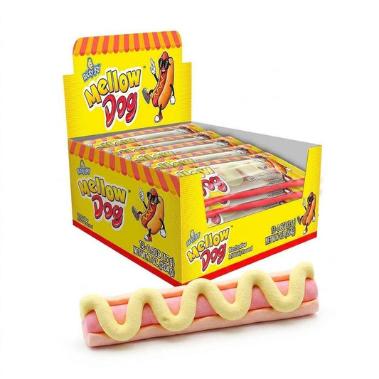 ThayerRicky Mellow Dog Marshmallow Hot Dog Candy, 0.6oz Each, 12 Pieces Box Pack, Made with Sugar