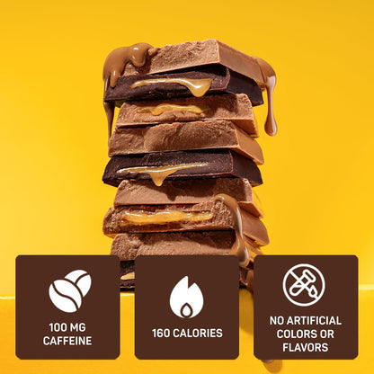 Awake Caffeinated Dark Chocolate Bar Sea Salt Caramel 1.2 oz 20 Count Chocolate Snack Bars