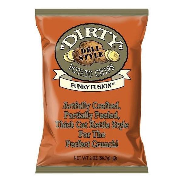 Dirty Kettle-Fried Potato Chips, Funky Fusion Flavor, 2 oz Ambient Temp Potato-Based Snack Food, 24-Count Crispy Snack Bags