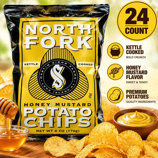 North Fork Kettle Potato Chips Honey Mustard Flavor 2 oz 24 Count Snack Bags