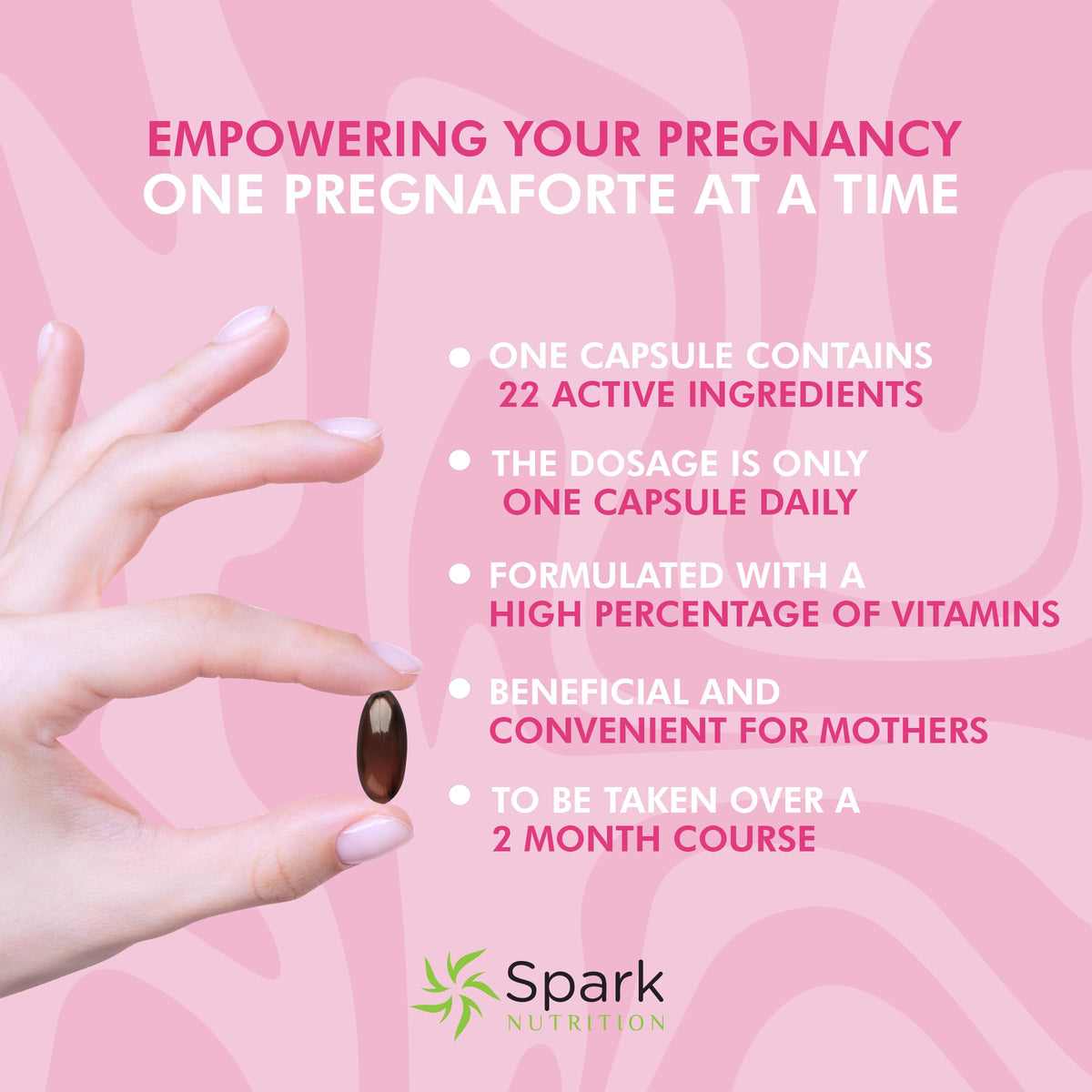 Spark Nutrition Pregnaforte Formula Wellness Supplement - 60-Day Supply Capsules