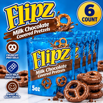 Flipz Milk Chocolate Covered Pretzels 5 oz 6 Count Chocolate Pretzel Snack