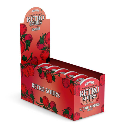 Retro Sours Red Sugar-Based Hard Candy Snack, 2.12oz, 8-Ct Tray of Candies, Sweet Treat