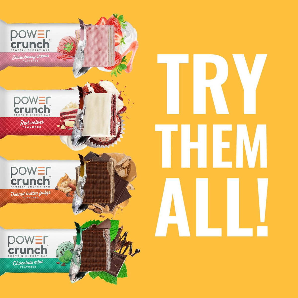 Power Crunch High Protein Crispy Wafer Bars, Chocolate Strawberry Flavor, 1.4oz, 12 Bars Box Pack, On-the-Go Snack Treats