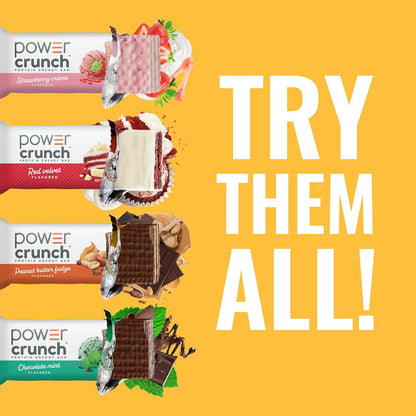 Power Crunch High Protein Crispy Wafer Bars, Chocolate Strawberry Flavor, 1.4oz, 12 Bars Box Pack, On-the-Go Snack Treats