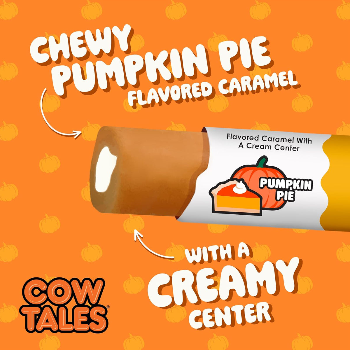 Goetze's Pumpkin Pie Cow Tales Halloween Candy, 1 oz, 36 Pieces Fall-Flavored Caramel Snacks
