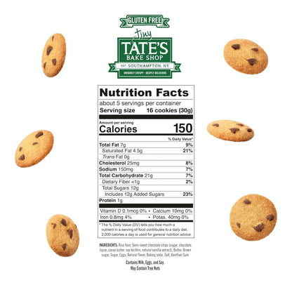 Tate's Bake Shop Tiny Tates Chocolate Chip Snack Cookies, 5.5 oz, 6-Count Mini Sweet Baked Treats
