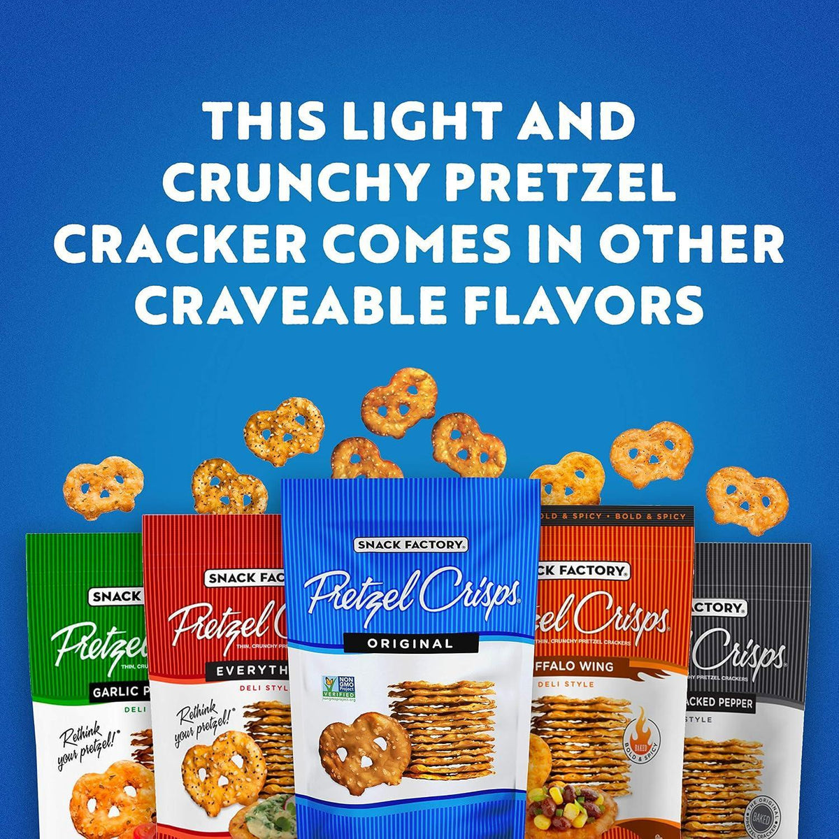 Snack Factory Original Crispy Pretzel Crackers - 7.2 oz, 12 Count, Thin Crunchy Biscuit Base Snack with Classic Flavor