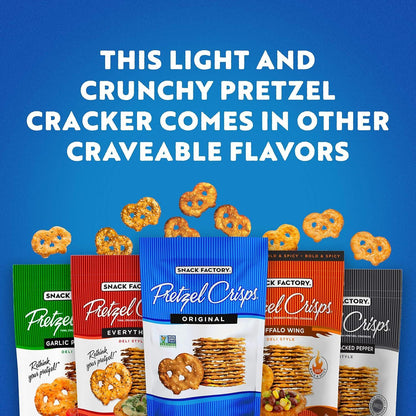 Snack Factory Original Crispy Pretzel Crackers - 7.2 oz, 12 Count, Thin Crunchy Biscuit Base Snack with Classic Flavor