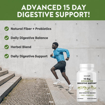 Spark Nutrition 15-Day Digestive Support Dietary Fiber Supplement Herbal Blend Capsules - with Psyllium Husk, Flaxseed, Aloe Vera, Senna Leaf - for Adult Gut Health & Regularity