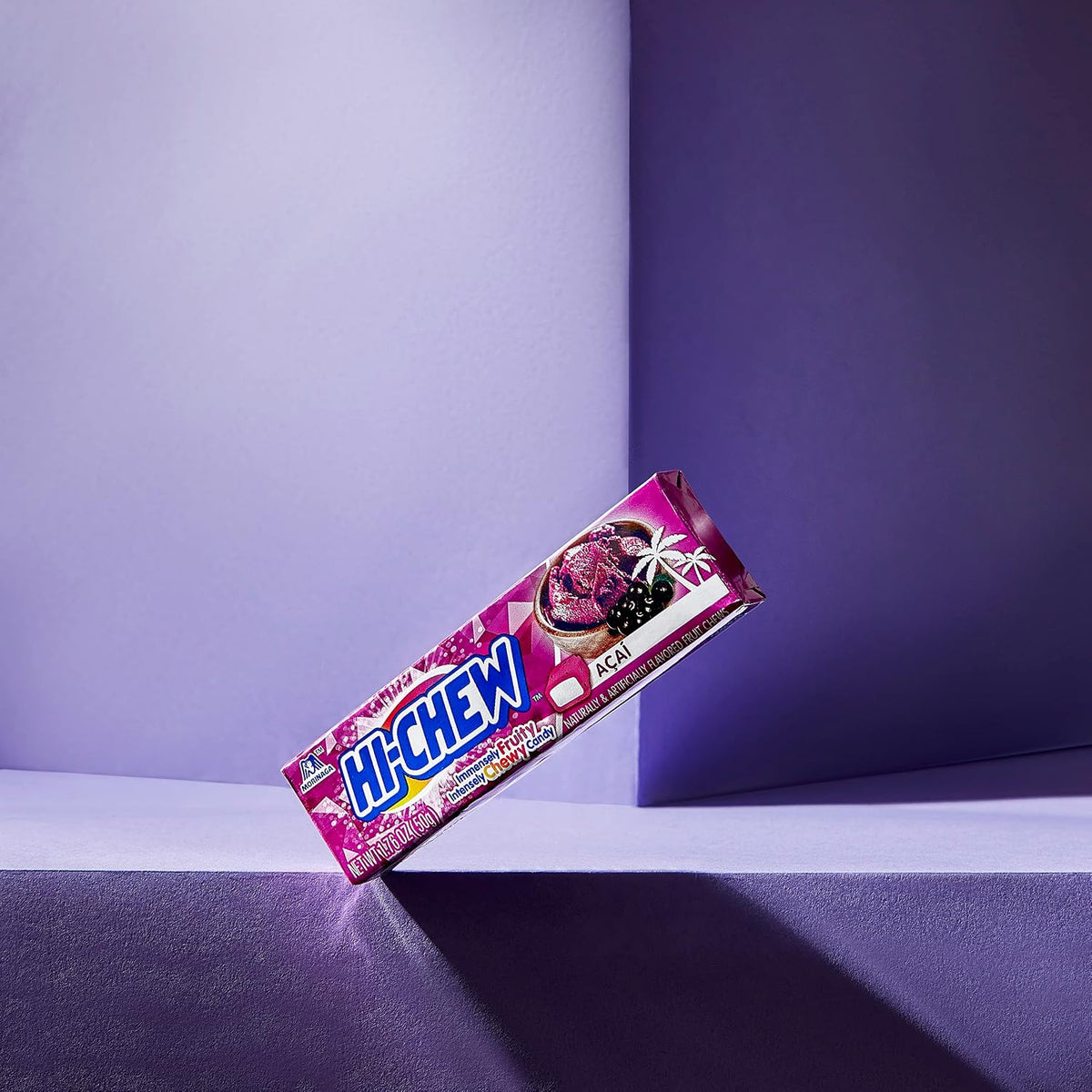 Hi Chew Acai Flavor Soft Fruit Candies, 1.76oz 15-Count Tray, Convenient Snack Option