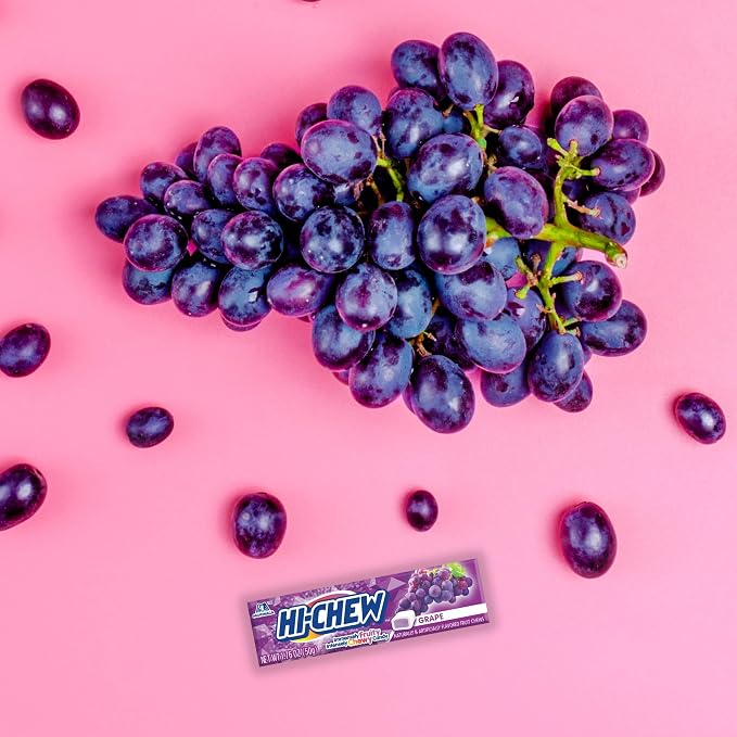 Hi-Chew Grape Flavor Fruit Candy, 1.76oz 15-Count Tray Pack - Soft & Chewy, Sugar-Made, Japanese Favorite for Snacking, Single Serving Fruit & Chewy Treats