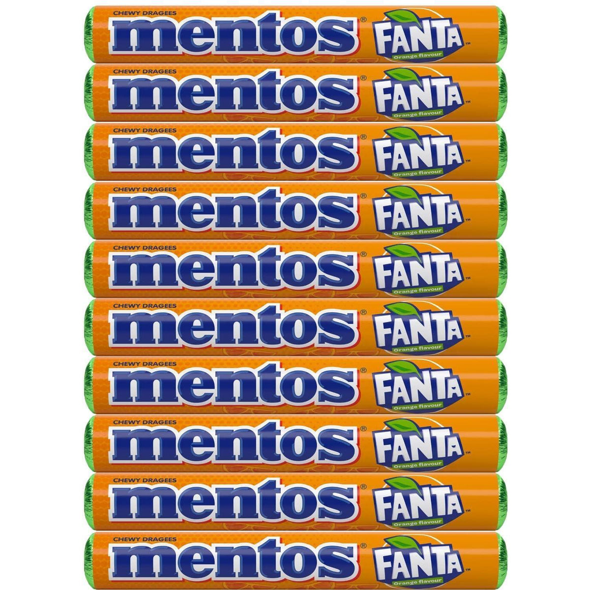 Mentos Orange Fanta Soda Fruit Chewy Candy Tray Pack - Imported 16 Rolls Chewy Candy