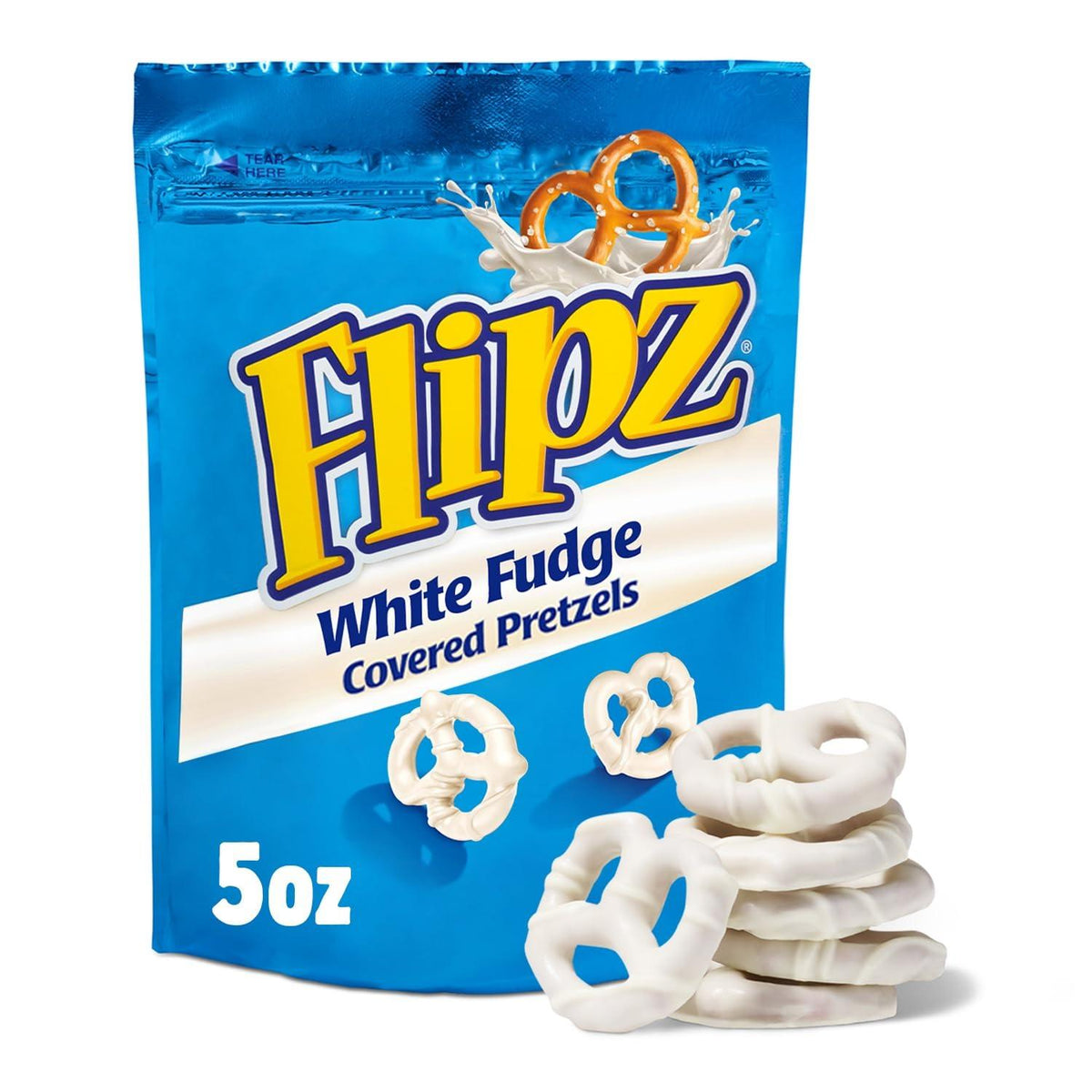 Flipz Fudge Coated Pretzels - Biscuit Base, 5 oz, 6 Count, Sweet & Salty Crunchy Snacks, Room Temperature Safe