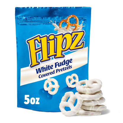 Flipz Fudge Coated Pretzels - Biscuit Base, 5 oz, 6 Count, Sweet & Salty Crunchy Snacks, Room Temperature Safe