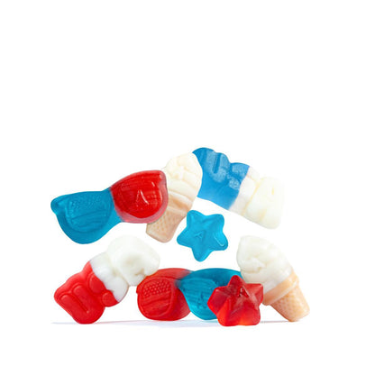 Albanese USA US of Yay Summer Gummies Red White Blue 5 lb Bulk Bag Patriotic Gummy Candy