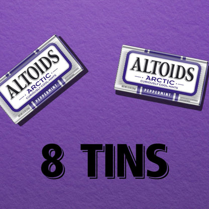 ALTOIDS Arctic Peppermint Breath Mints - 1.2oz, 8 Tins, Sugar-Free Portable Candy for Travel & Office, Mint Boiled & Hard Sweets for Cool Breath Freshening
