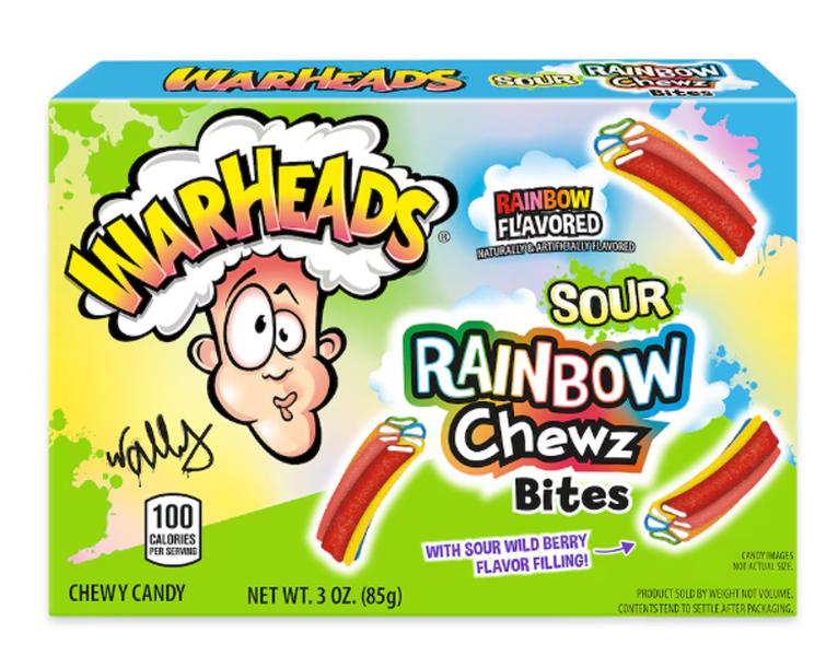 Warheads Rainbow Sour Chewy Candy Chewz Bites 3 oz 12 Count Theater Box Sour Candy