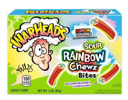 Warheads Rainbow Sour Chewy Candy Chewz Bites 3 oz 12 Count Theater Box Sour Candy