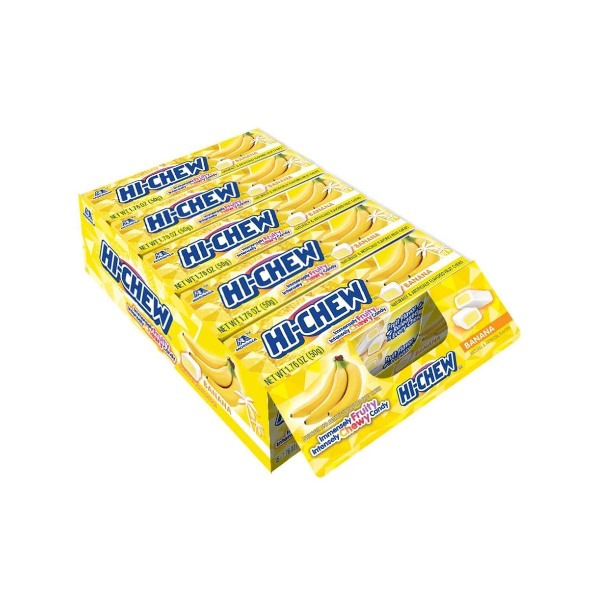Hi Chew Banana Flavor Sweet Snack Candy 1.76 oz 15 Count Tray Japanese Chewy Candy