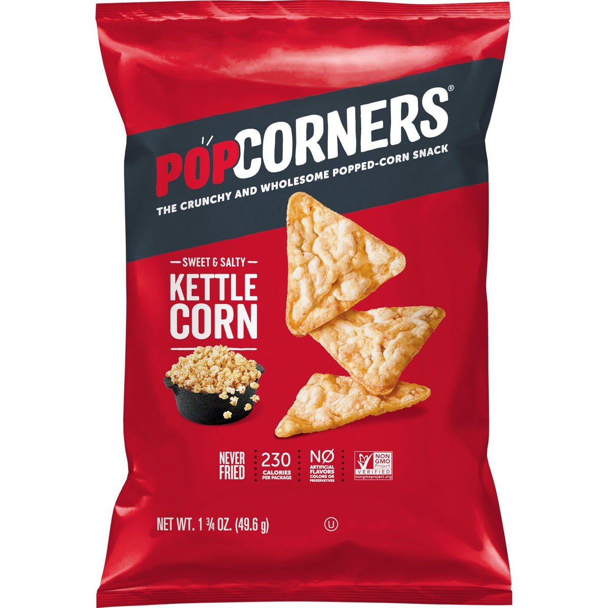 PopCorners Kettle Corn Popped Corn Snacks, 1.75 oz, 24-Count XVL Pack, Sweet and Salty Snack Bags for Ambient Temp Storage