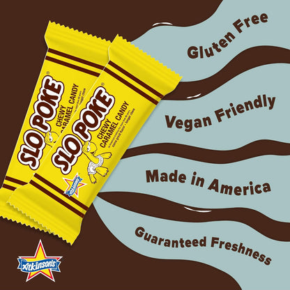 Atkinson Slo Poke Chewy Caramel Bars 1.5 oz 24 Count  Classic Slow-Cooked Caramel Candy | Individually Wrapped Retro Treats