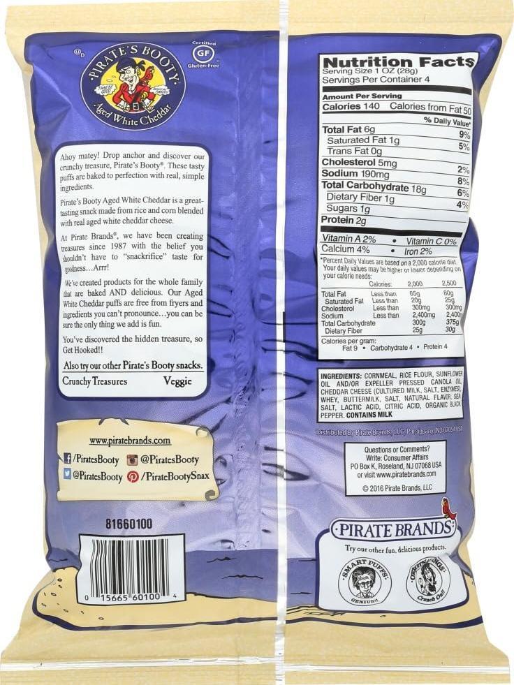 Pirate's BootyPirates Booty Aged White Cheddar Cheese Puffs 4 oz 12 Count Baked Cheese Snack