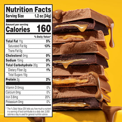 Awake Caffeinated Dark Chocolate Bar Sea Salt Caramel 1.2 oz 20 Count Chocolate Snack Bars