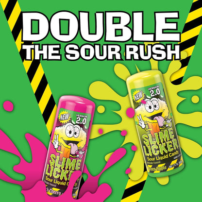 Slime Licker 2.0 Black Cherry & Green Apple Candy 12 Count  Sour Rolling Liquid Candy | Fun Interactive Treats for Parties & Gifts