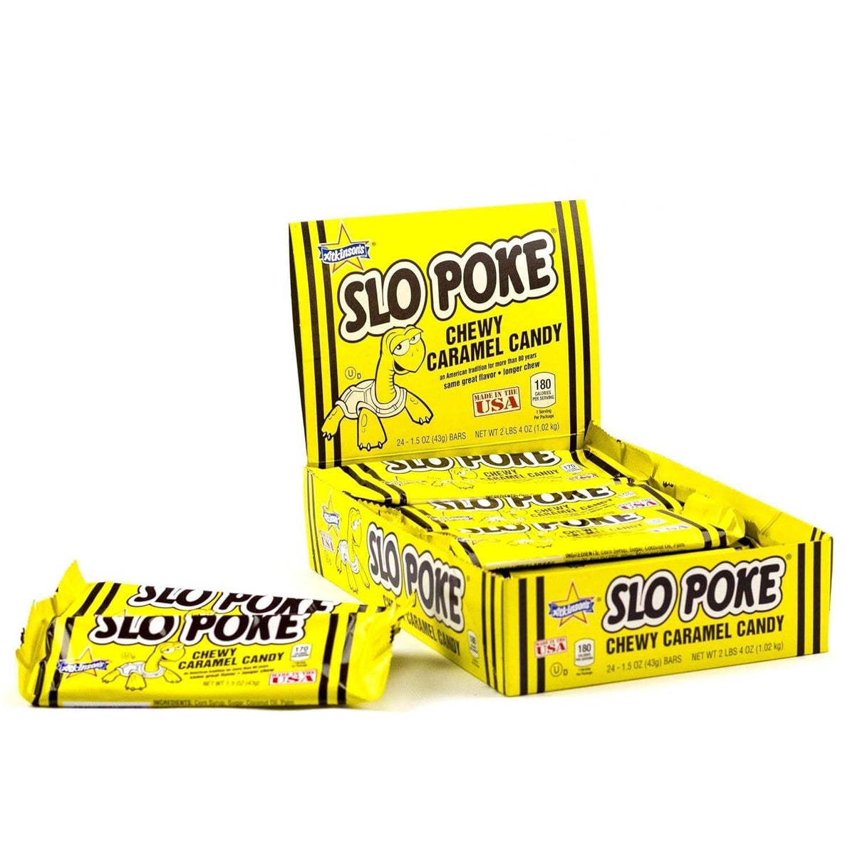 Atkinson Slo Poke Chewy Caramel Bars 1.5 oz 24 Count  Classic Slow-Cooked Caramel Candy | Individually Wrapped Retro Treats