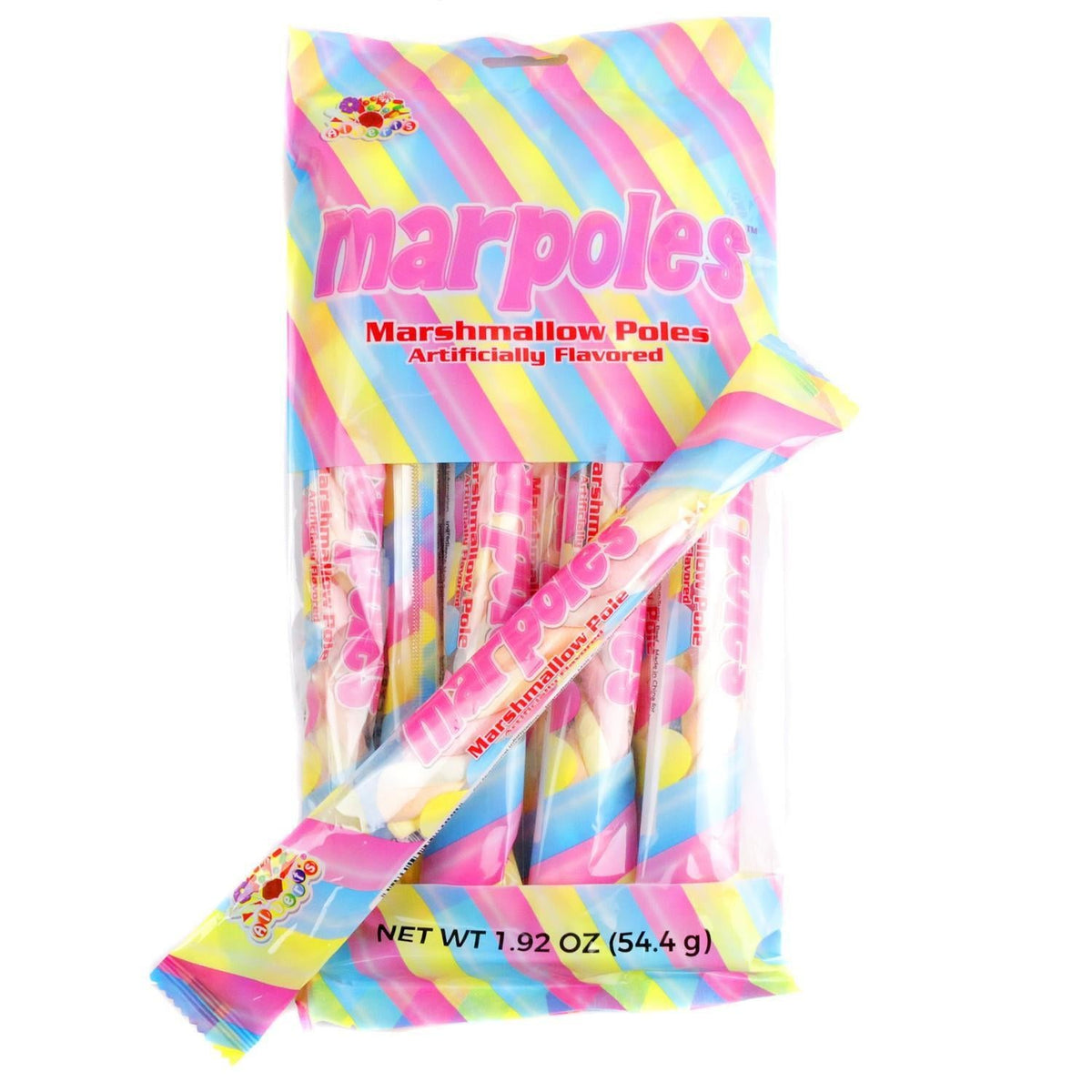 Alberts Marpoles Marshmallow Twist Poles, 12 Pieces Sugar Soft Candy Sticks, 1.91 oz, Room Temp Snack