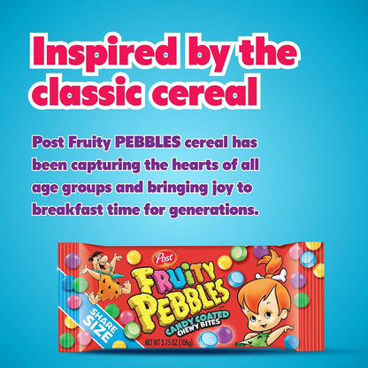 Fruity Pebbles Chew Bites Sugar-Based Candy Snacks, 3.75oz Tray Pack, 12-Count Fruity Cereal-Inspired Treats for Parties & Share-Size Snacking