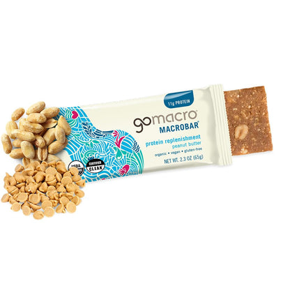 GoMacro Certified Organic Plant-Based Protein Focus Bar - Peanut Butter Flavor, 2.3 oz, 12 Bars Box Pack, Vegan Gluten-Free Snack, 2.3Oz