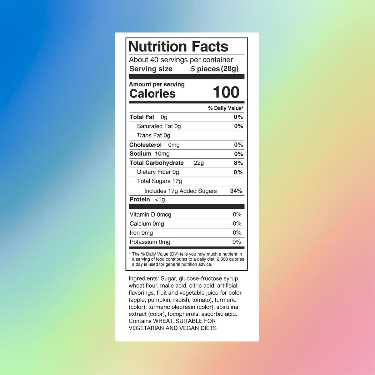 Dorval Sour Power Rainbow Quattro Straw Tubes Sour Candy, 2.5lb Large Volume Plastic Tub, Made with Sugar Chewy Fruit Snacks