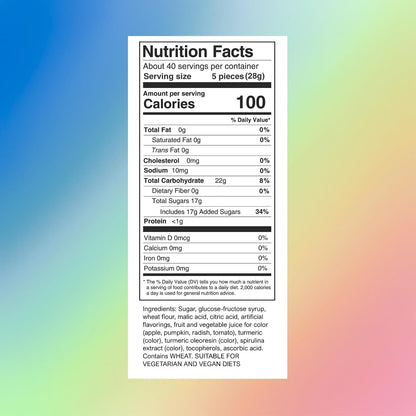 Dorval Sour Power Rainbow Quattro Straw Tubes Sour Candy, 2.5lb Large Volume Plastic Tub, Made with Sugar Chewy Fruit Snacks