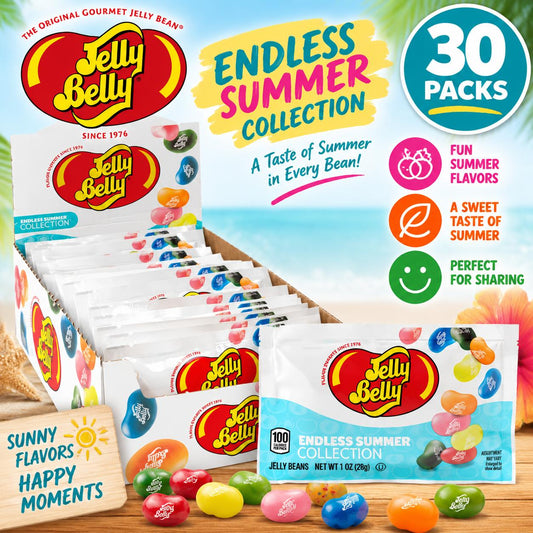 Jelly Belly Endless Summer Collection Jelly Bean Sweets, 1 oz, 30 Pieces Assorted Fruit Candy Bags