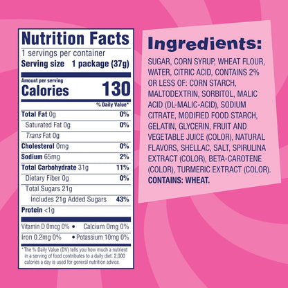 SweeTARTS Mega Ropes Twisted Rainbow Punch Soft Tangy Fruity Chewy Candies, 1.32oz, 24-Count Snack Pack