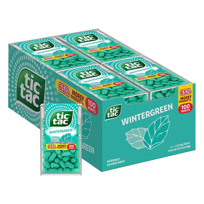 Tic Tac Wintergreen Breath Mints - 1.7oz 12-Pack Pocket-Size Fresh Breath Candy for Everyday Use