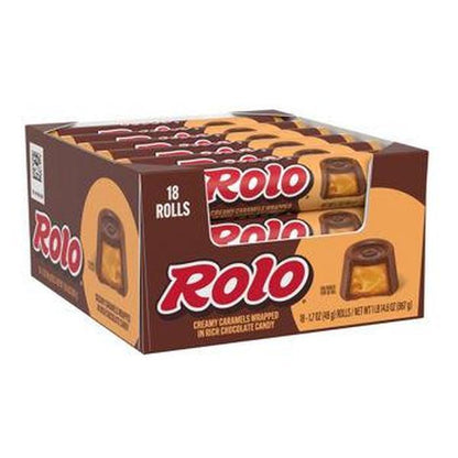 ROLO Creamy Caramel Milk Chocolate Candy Bars, 1.7 oz Each, 18-Count Sweet Snacks Pack with Candies