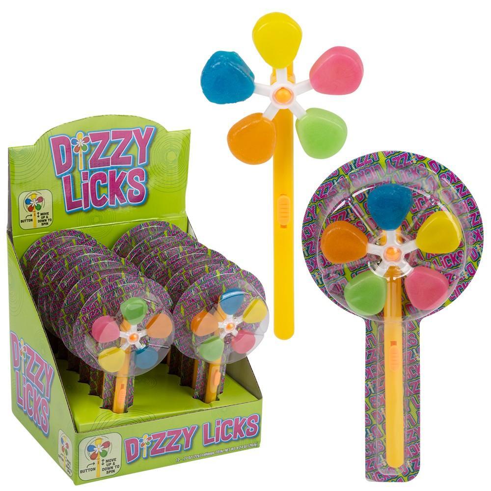 Dizzy Licks Spinning 5-Flavor Lollipops, 12-Ct Tray with Spinning Mix & Tray Display