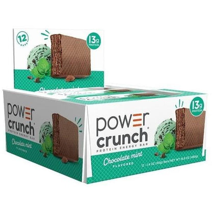 Power Crunch Protein-Rich Wafer Bars, Mint Chocolate Flavor, 1.4 oz, 12 Count Crispy Snack Bars