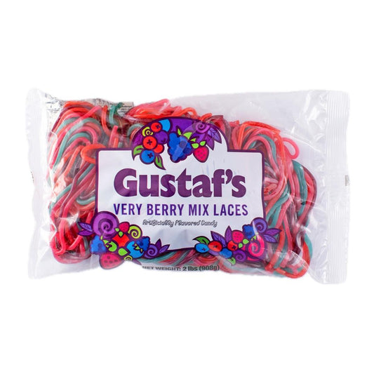 Gustaf Very Berry Flavor Sweet Licorice-Style Fruit Laces, 2 lbs Bulk Candy Snack