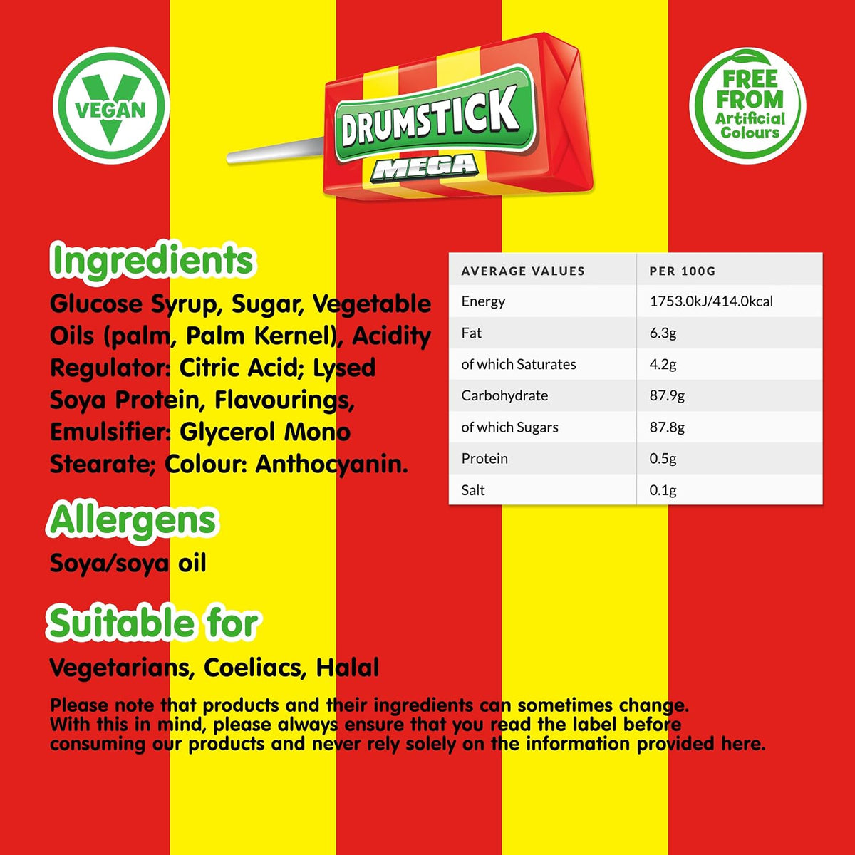 Swizzels UK Import Mega Drumstick Lollipop Chewy Candy, 28g, 36 Pieces Box Pack, Strawberry Raspberry Flavor, Made with Sugar