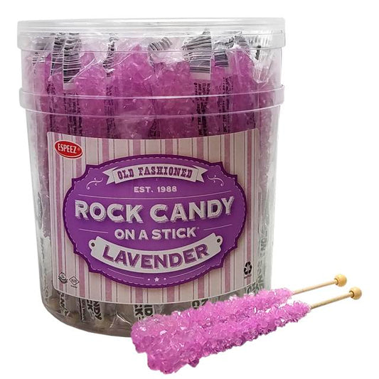 Espeez Lavender Tutti Frutti Rock Candy On a Stick Jar 36 ct 6.5 "
