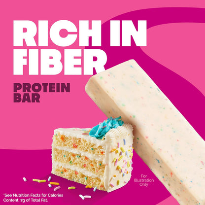 Quest Protein Bar - Sweet Birthday Cake Flavor, Contains Chocolate, 2.12 oz Each, 12-Count Box, High Protein Dessert-Inspired Snack Bars