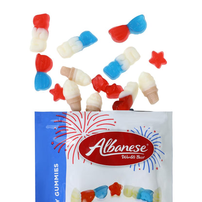 Albanese USA US of Yay Summer Gummies Red White Blue 5 lb Bulk Bag Patriotic Gummy Candy
