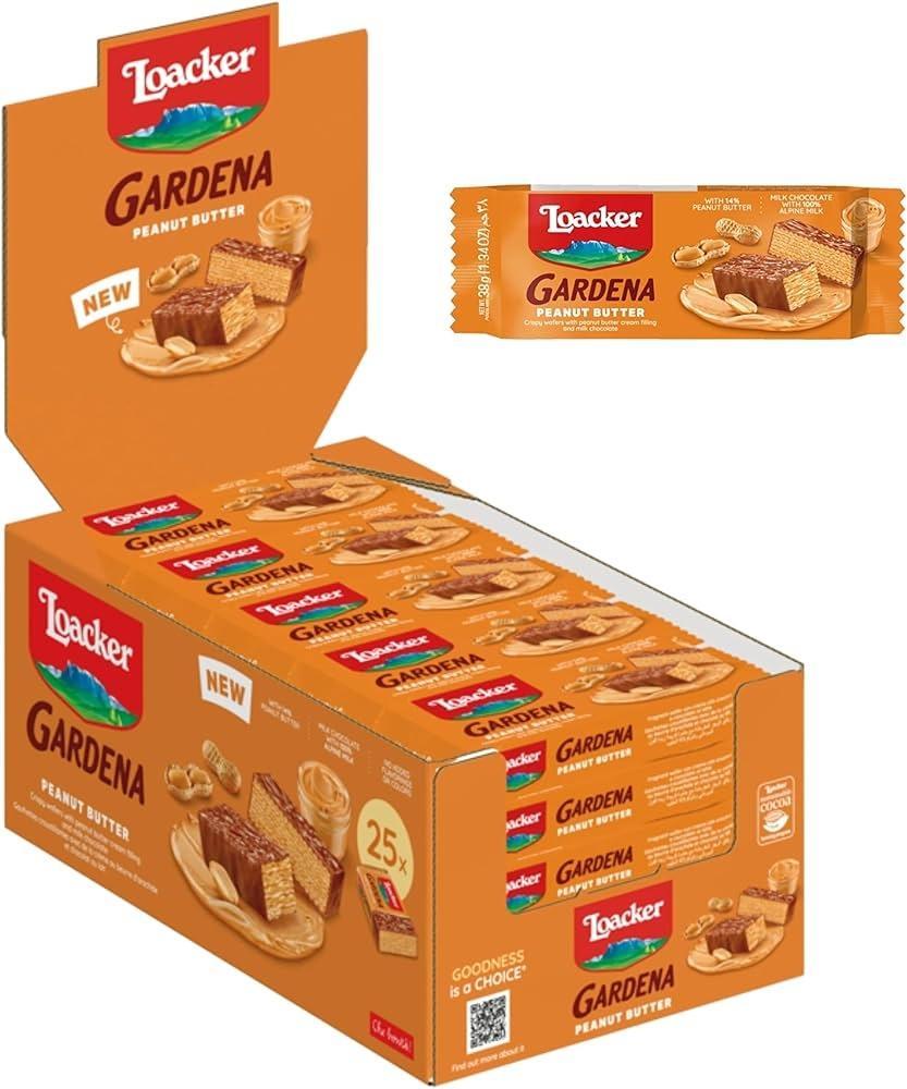 Loacker Gardena Peanut Butter Flavor Cookie Wafer, 1.34oz Sweet Snack (25 Count)